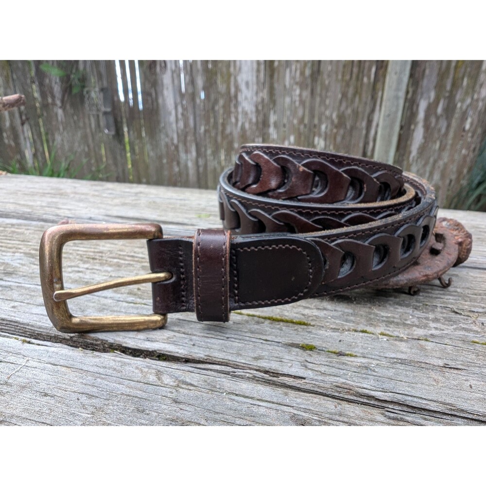 Vintage Argentina Woven Brown Leather Belt